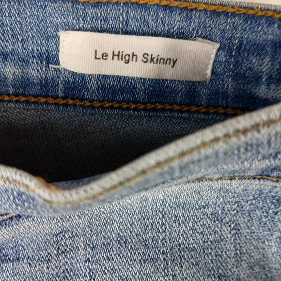 Frame Denim SZ 26 Le High Skinny Staggered Raw Hem Zipper Ankle - Picture 7 of 7